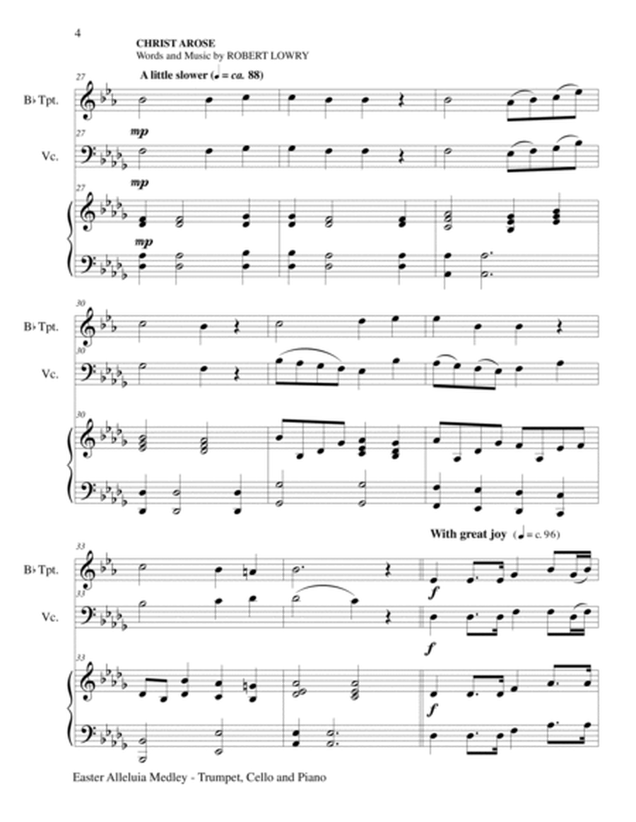 EASTER ALLELUIA MEDLEY (Trio – Bb Trumpet, Cello/Piano) Score and Parts image number null