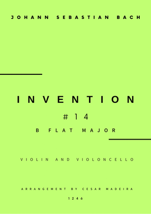 Book cover for Invention No.14 in Bb Major - Violin and Cello (Full Score and Parts)