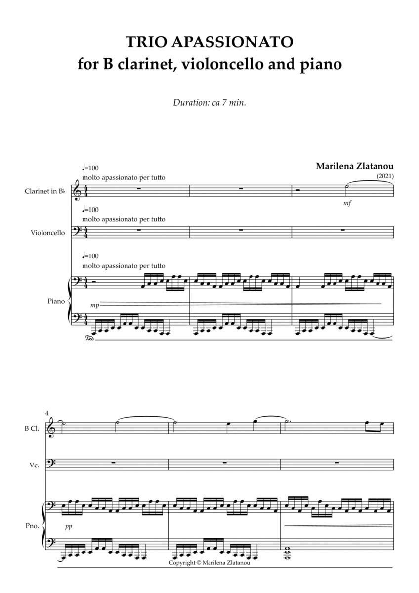 TRIO APASSIONATO for B Clarinet, Violoncello and Piano image number null