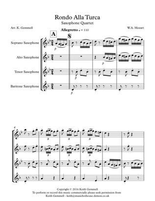 Book cover for Rondo Alla Turca: Saxophone Quartet