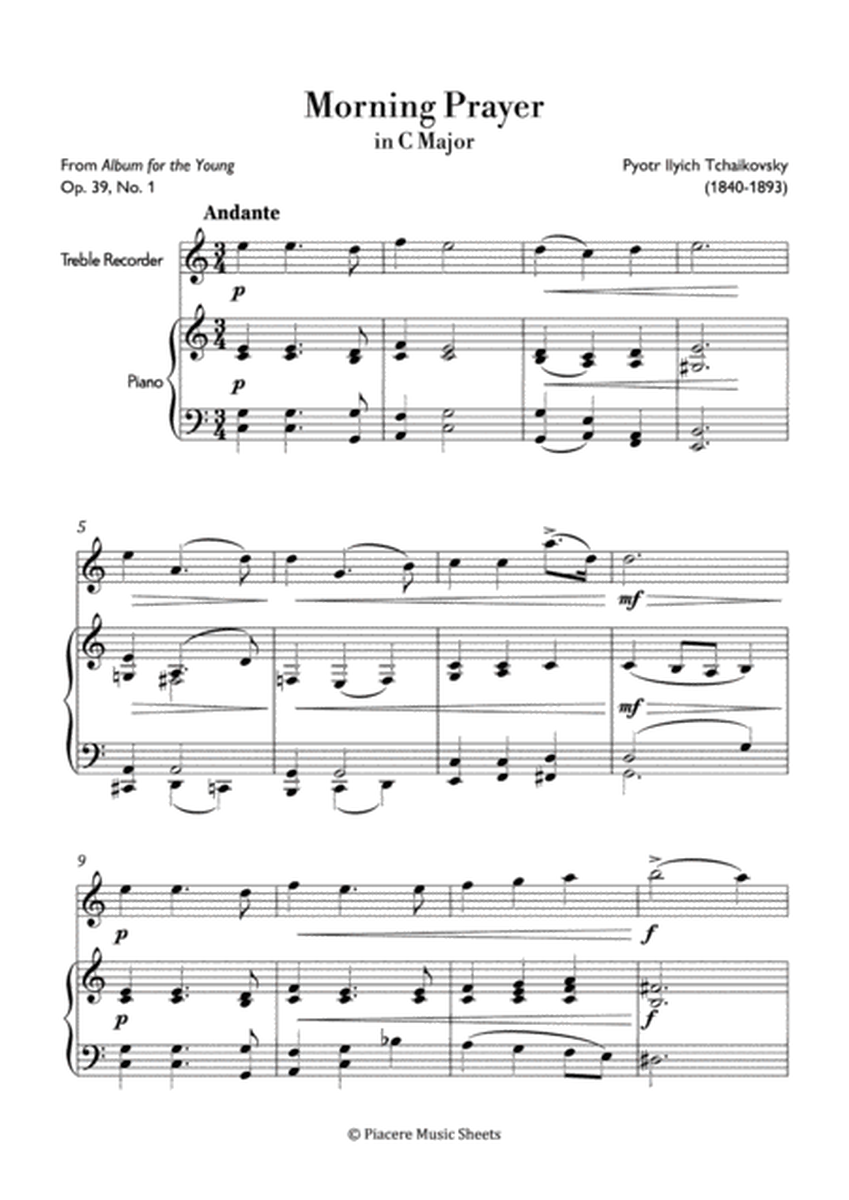 Tchaikovsky - Morning Prayer in G Major for Treble Recorder & Piano - Easy image number null