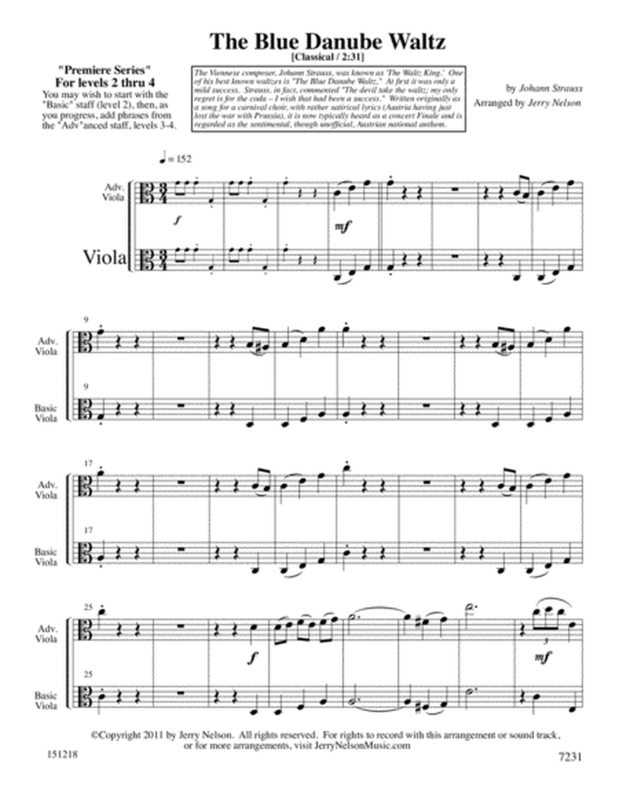 Blue Danube Waltz (Arrangements Level 2-4 for VIOLA + Written Accomp) image number null