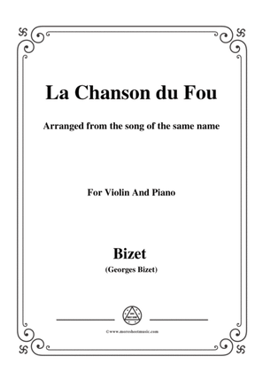 Book cover for Bizet-La Chanson du Fou,for Violin and Piano