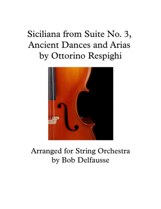 Book cover for Siciliana from Ancient Dances and Arias (Respighi), for string orchestra