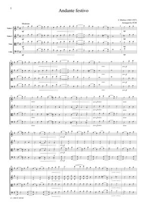Book cover for Sibelius Andante festivo, for string quartet, CS601