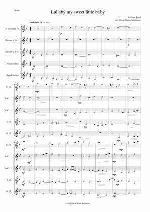 Lullaby my sweet little baby for clarinet quintet (E flat, 2 B flats, Alto, Bass)