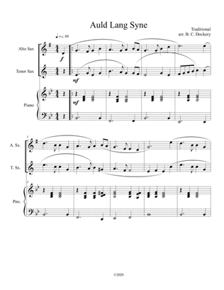 Book cover for Auld Lang Syne (alto and tenor sax duet) with optional piano accompaniment