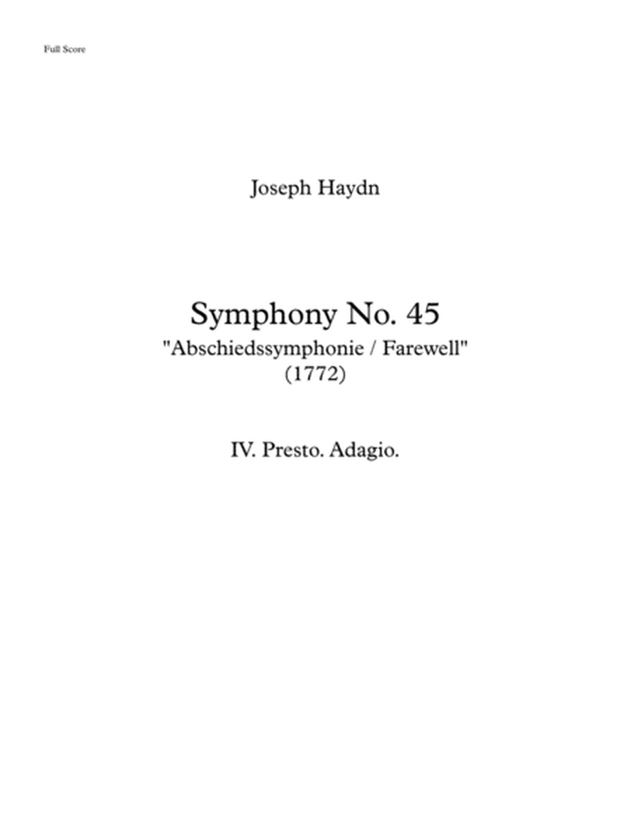 Haydn - "Farewell" Symphony - Arranged for String Orchestra