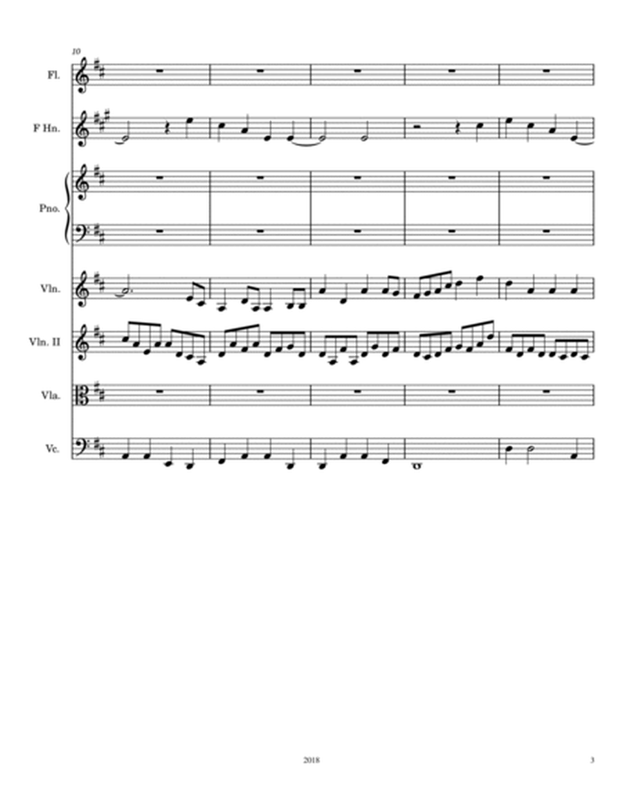 Piece for Strings, Horn, and Flute - Full Score - Score Only image number null