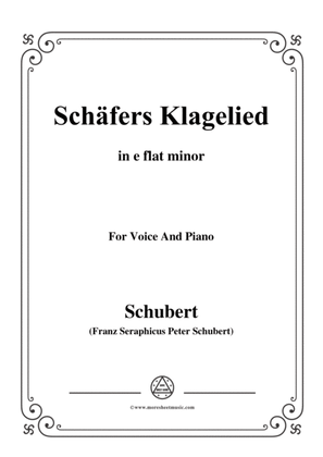 Book cover for Schubert-Schäfers Klagelied,in e flat minor,Op.3,No.1,for Voice and Piano