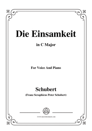 Book cover for Schubert-Die Einsamkeit,in C Major,for Voice&Piano