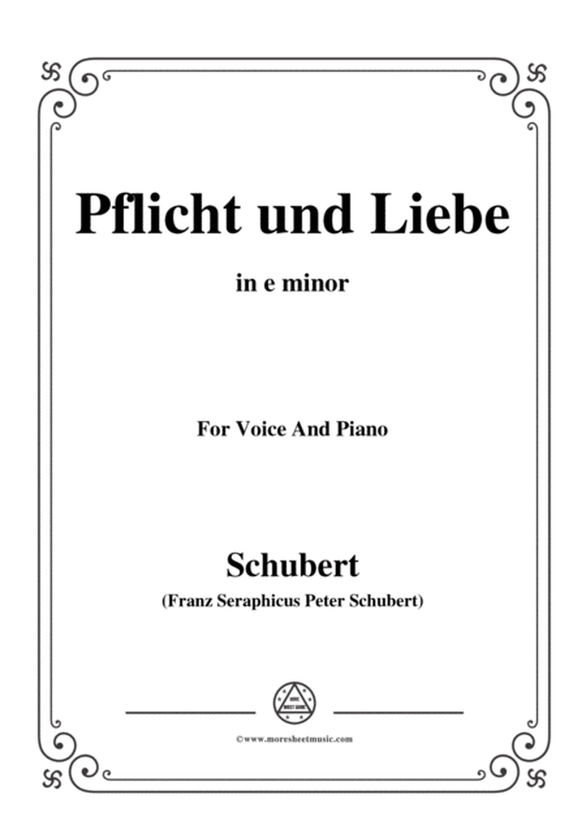 chubert-Pflicht und Liebe,in e minor,for Voice and Piano image number null