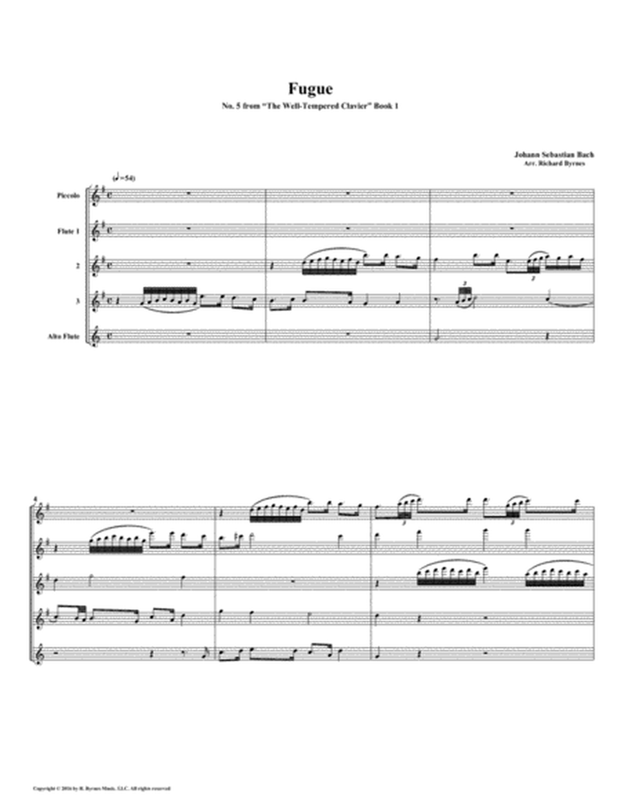 Fugue 05 from Well-Tempered Clavier, Book 1 (Flute Quintet) image number null