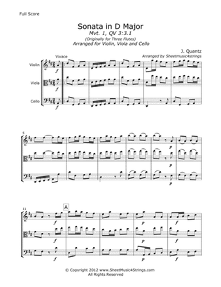 Quantz, J. - Sonata in D (Mvt. 2) for Violin, Viola and Cello