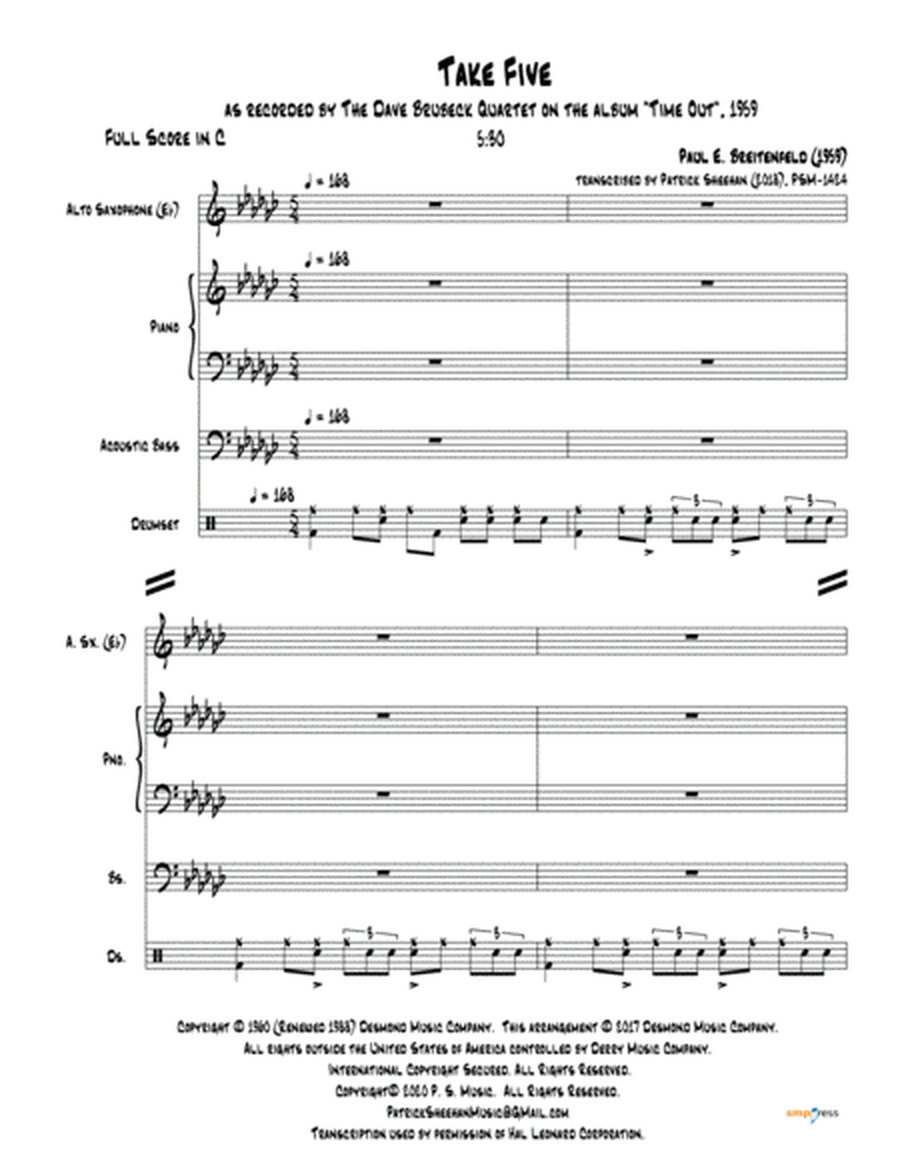 Take Five by Paul Desmond Jazz Ensemble - Digital Sheet Music