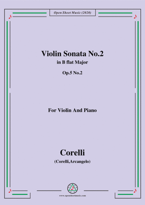 Book cover for Corelli-Violin Sonata No.2 in B flat Major,Op.5 No.2,for Vioin&Piano