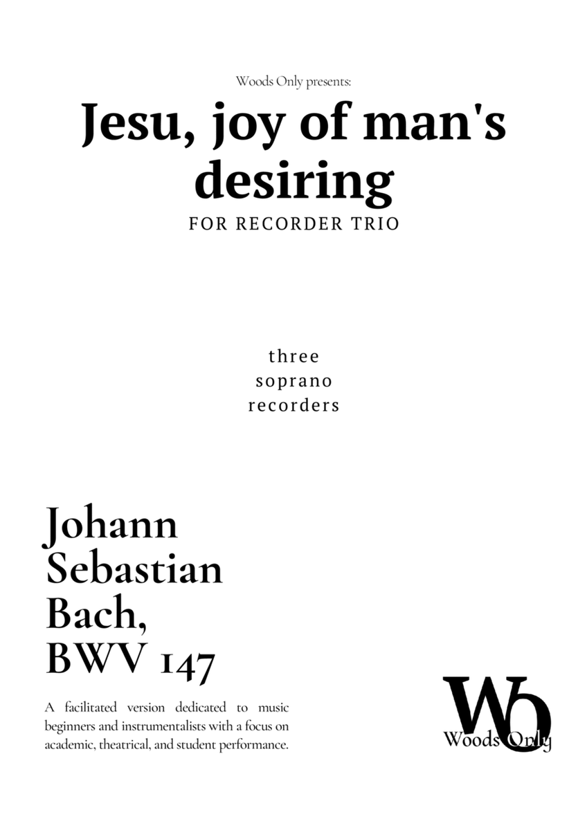 Jesu, joy of man's desiring by Bach for Recorder Ensemble Trio image number null