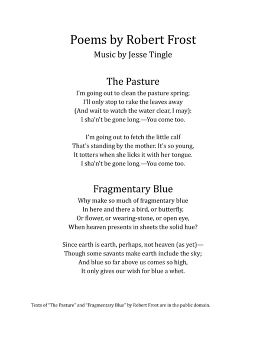 Poems by Robert Frost - The Pasture, Fragmentary Blue image number null