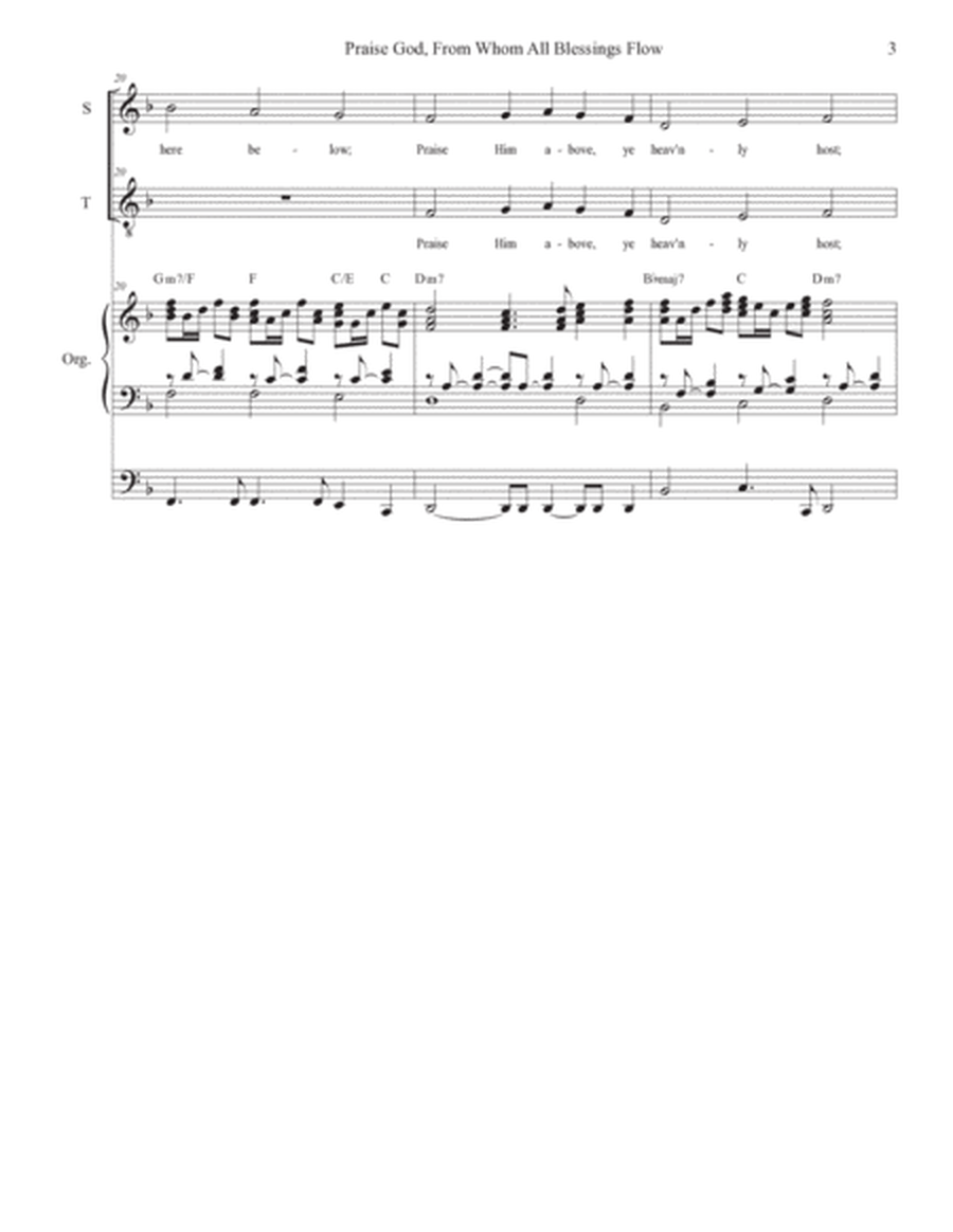 Praise God, From Whom All Blessings Flow (2-part choir - (Sop. & Ten.) (Full Score) - Score Only image number null