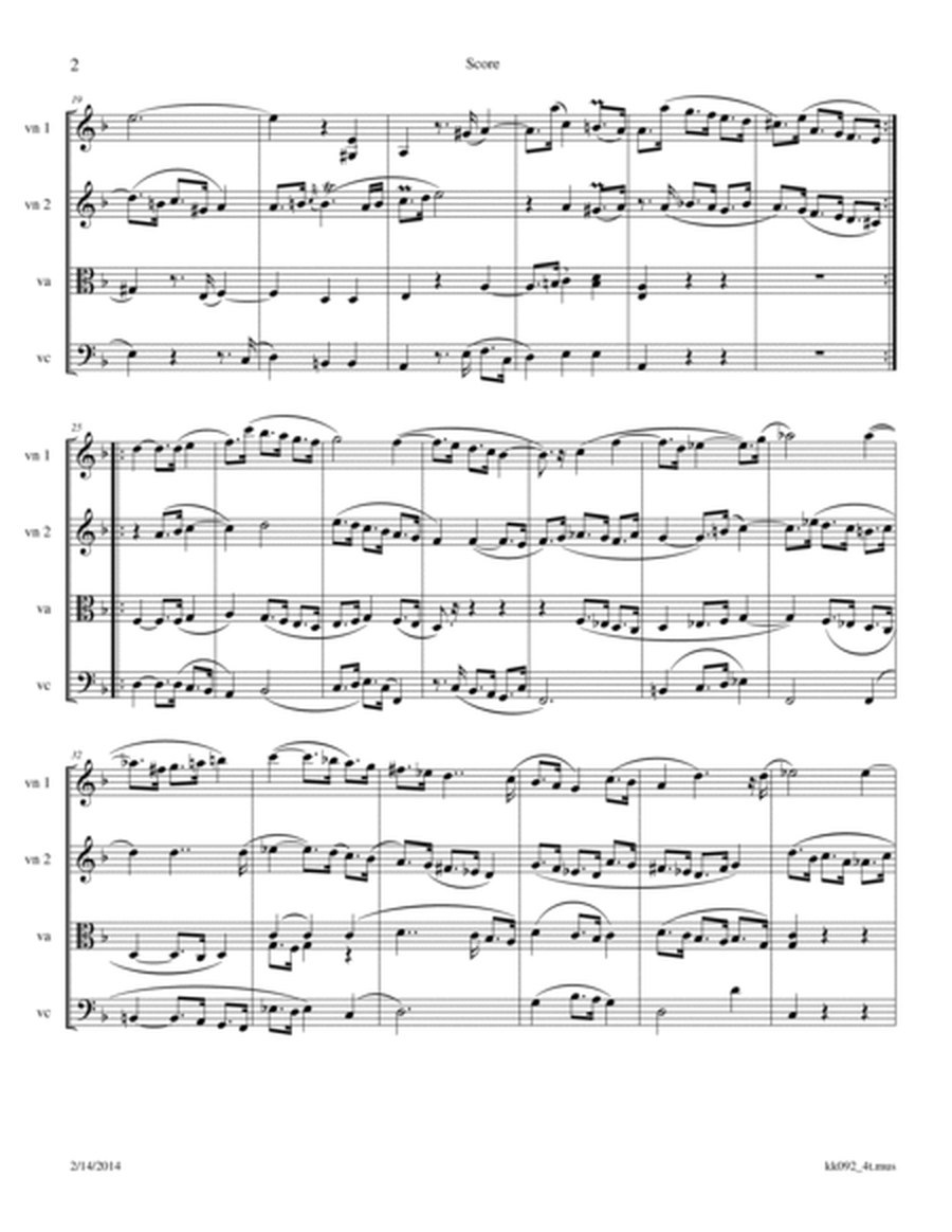 Scarlatti: sonata in D minor K 92 (L 362) arr. for String Quartet image number null