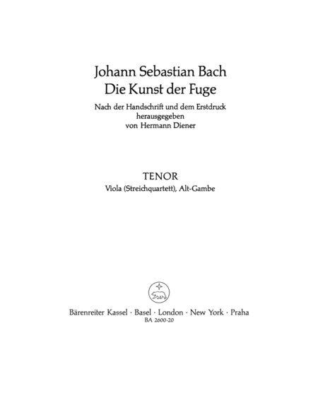 The Art of Fugue with Choral Vor deinen Thron tret ich hiermit. Edition for Strings according to the autograph and the first printed edition.