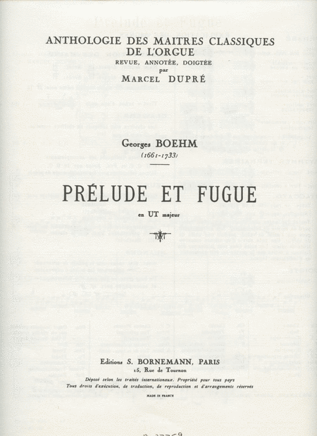 Prelude Et Fugue In C Major (maitres Classiques No.6) (organ)