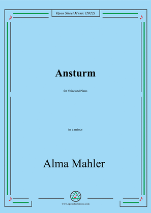 Book cover for Alma Mahler-Ansturm,in a minor,for Voice and Piano