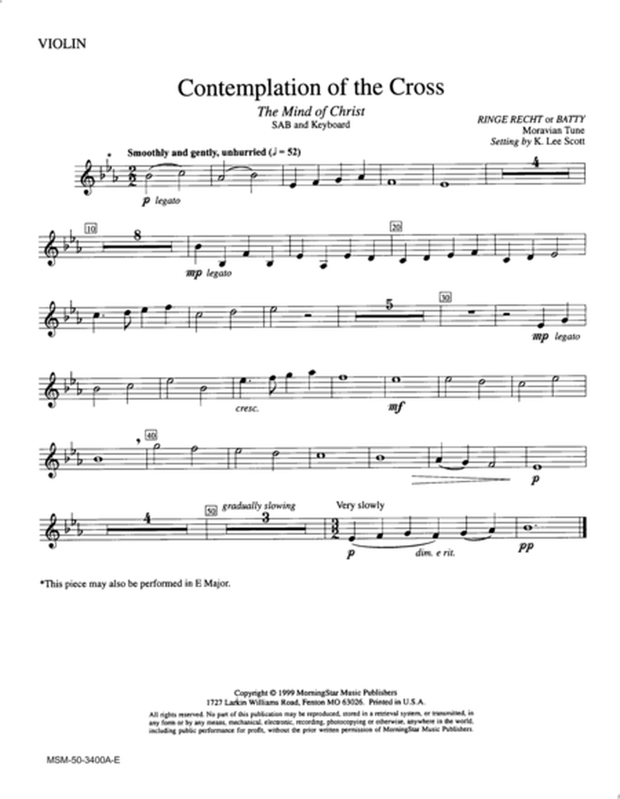 Mind of Christ,The (Contemplation of the Cross) (Violin Part)