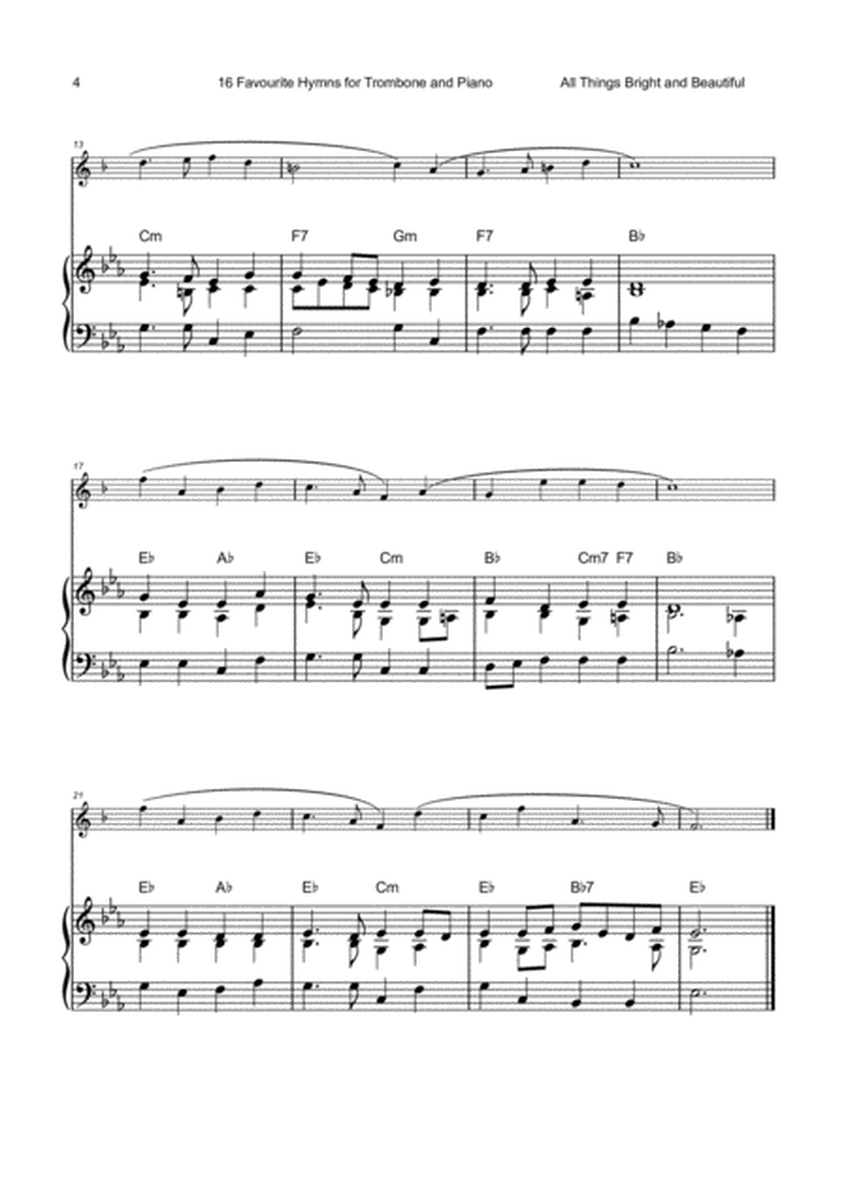16 Favourite Hymns Vol.1 for Trombone (Treble Clef in B Flat) and Piano