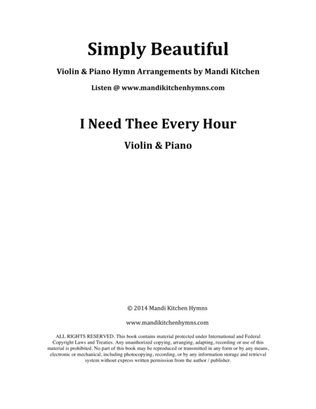 Book cover for I Need Thee Every Hour (Violin & Piano)