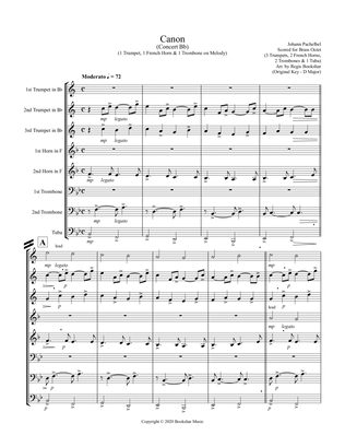 Canon (Pachelbel) (Bb) (Brass Octet - 3 Trp, 2 Hrn, 2 Trb, 1 Tuba) (1 Trp, 1 Hrn, 1 Trb lead)