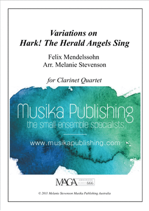 Book cover for Variations on Hark! The Herald Angels Sing - Clarinet Quartet