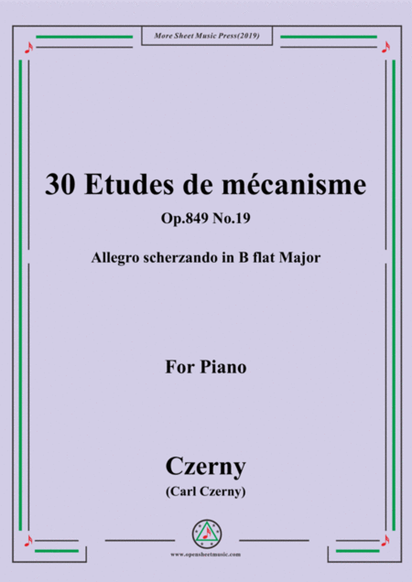 Czerny-30 Etudes de mécanisme,Op.849 No.19,Allegro scherzando in B flat Major,for Piano image number null