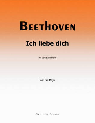 Book cover for Ich liebe dich, by Beethoven, in G flat Major