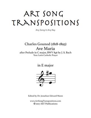 GOUNOD: Ave Maria (transposed to E major)