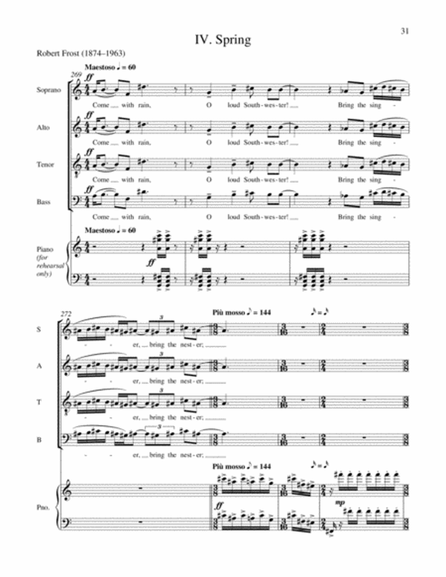 The Seasons (String Quartet Version Piano/Choral Score)