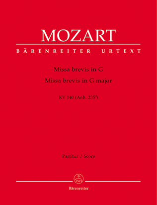 Book cover for Missa brevis G major, KV 140 (Anh. 235d)