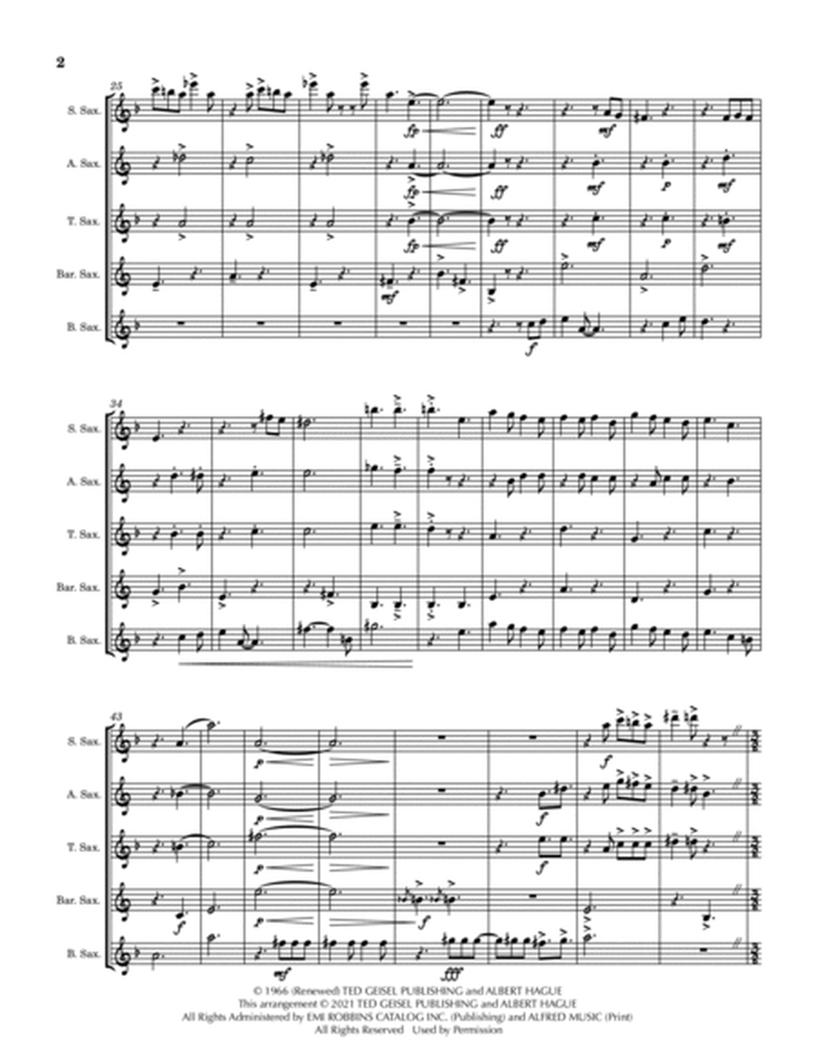 You're A Mean One, Mr. Grinch by Albert Hague Saxophone Quintet - Digital Sheet Music