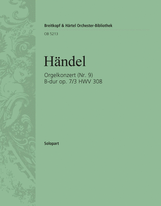 Book cover for Organ Concerto (No. 9) in B flat major Op. 7/3 HWV 308