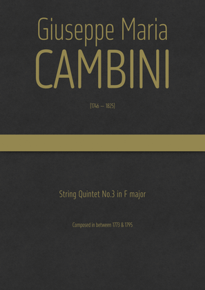 Book cover for Cambini - String Quintet No.3 in F major