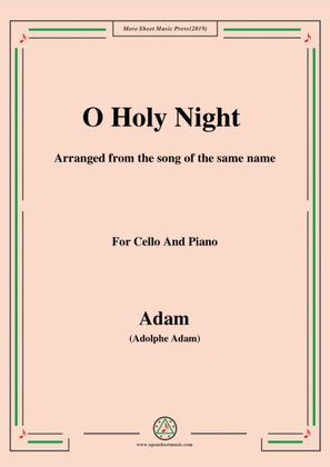 Book cover for Adam-O Holy night cantique de noel,for Cello and Piano