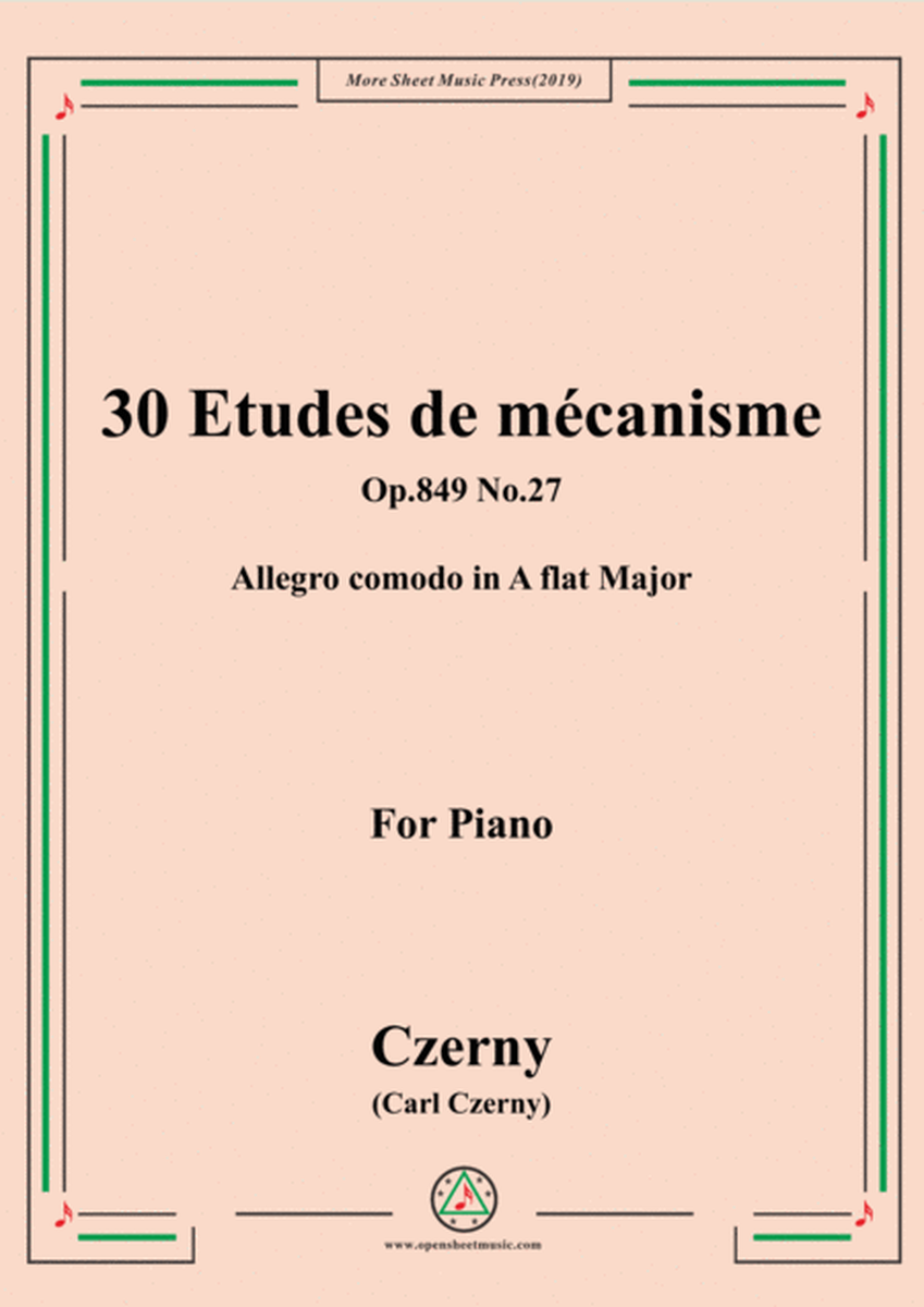 Czerny-30 Etudes de mécanisme,Op.849 No.27,Allegro comodo in A flat Major,for Piano image number null