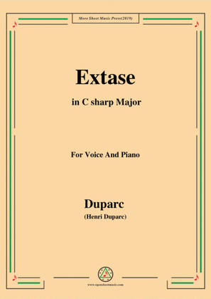 Book cover for Duparc-Extase in C sharp Major,for Violin and Piano