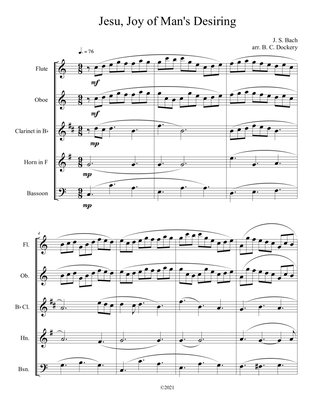 Book cover for Jesu, Joy of Man's Desiring (Woodwind Quintet)