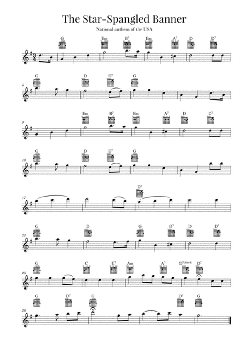 The Star Spangled Banner (National Anthem of the USA) - Guitar - G Major image number null