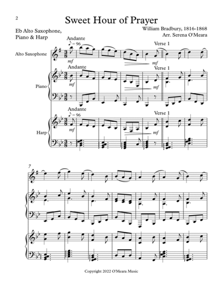 Sweet Hour of Prayer, Trio for Eb Alto Saxophone, Piano & Harp image number null
