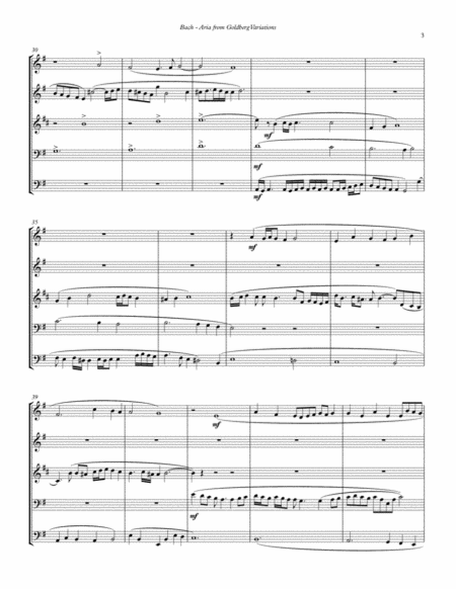 Aria from Goldberg Variations BWV 988 for Brass Quintet