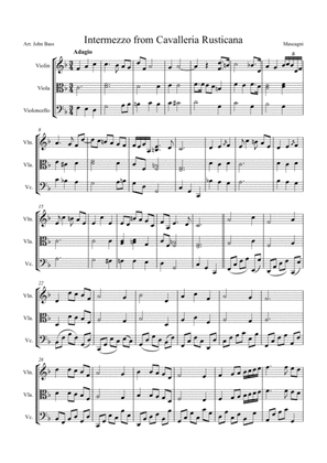 Book cover for Intermezzo from Cavalleria Rusticana, arranged for String Trio (Violin, Viola and 'Cello)