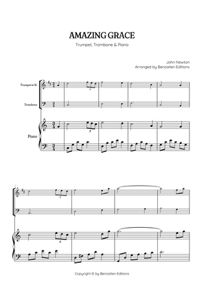 Book cover for Amazing Grace • easy trumpet and trombone sheet music with piano accompaniment