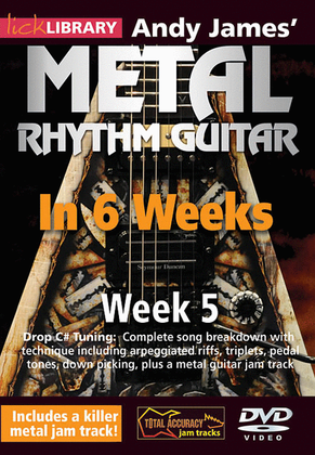 Book cover for Andy James' Metal Rhythm Guitar in 6 Weeks